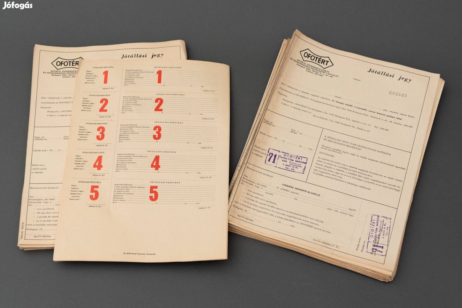 Papírrégiség OFOTÉRT jótállási jegy Kalocsa
