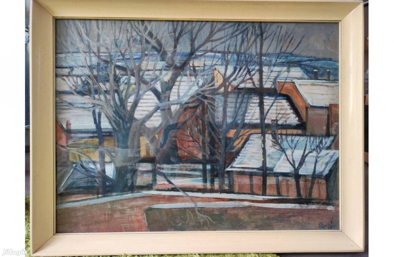 Papp László: Tél című olajfestmény, jelzett, 60x80 cm