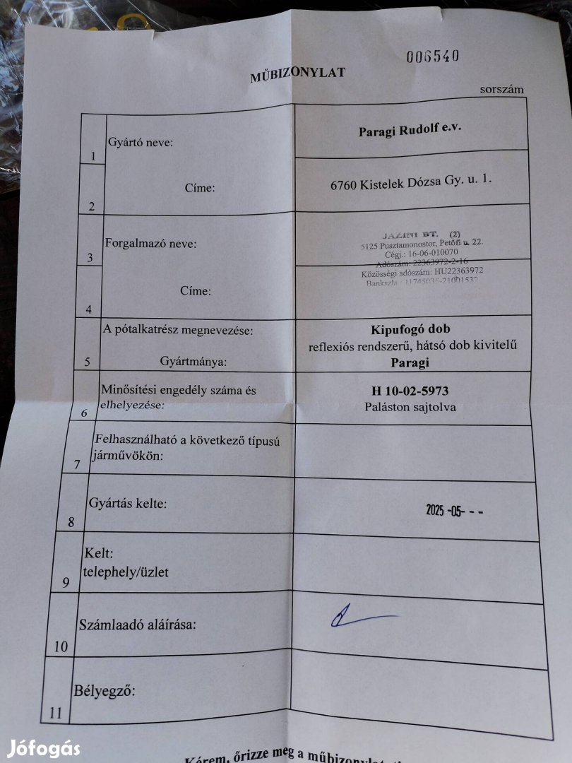 Paragi univerzális 100-as rövid sport kipufogó dob új eladó 