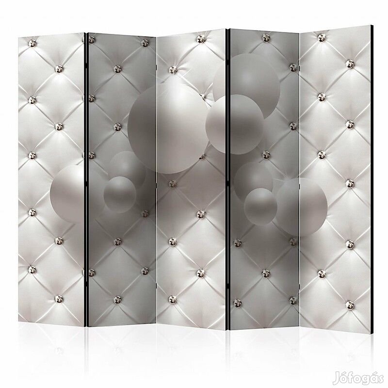 Paraván - Fehér gömbök fehér bőrmintán II