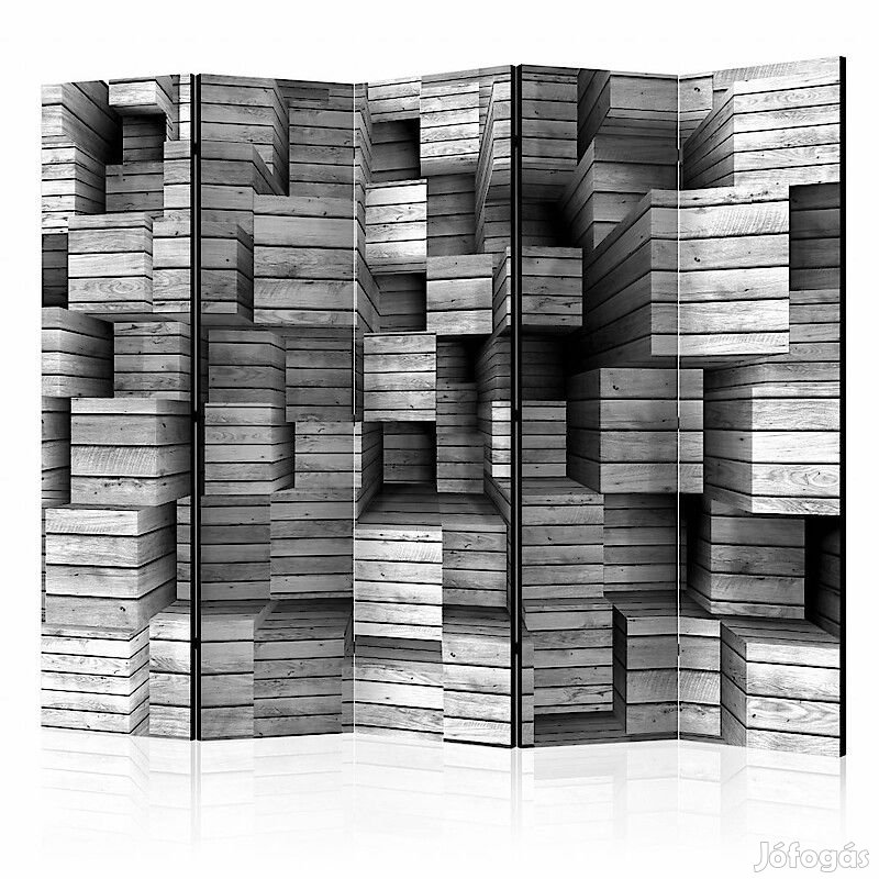 Paraván - Szürke fakockák II