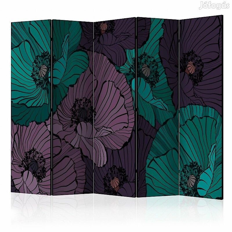 Paraván - Zöld és lila pipacsok II