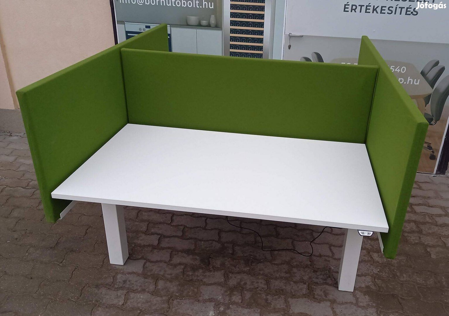Paraván, asztali térelválasztó, oldalsó elem, zöld színű - használt