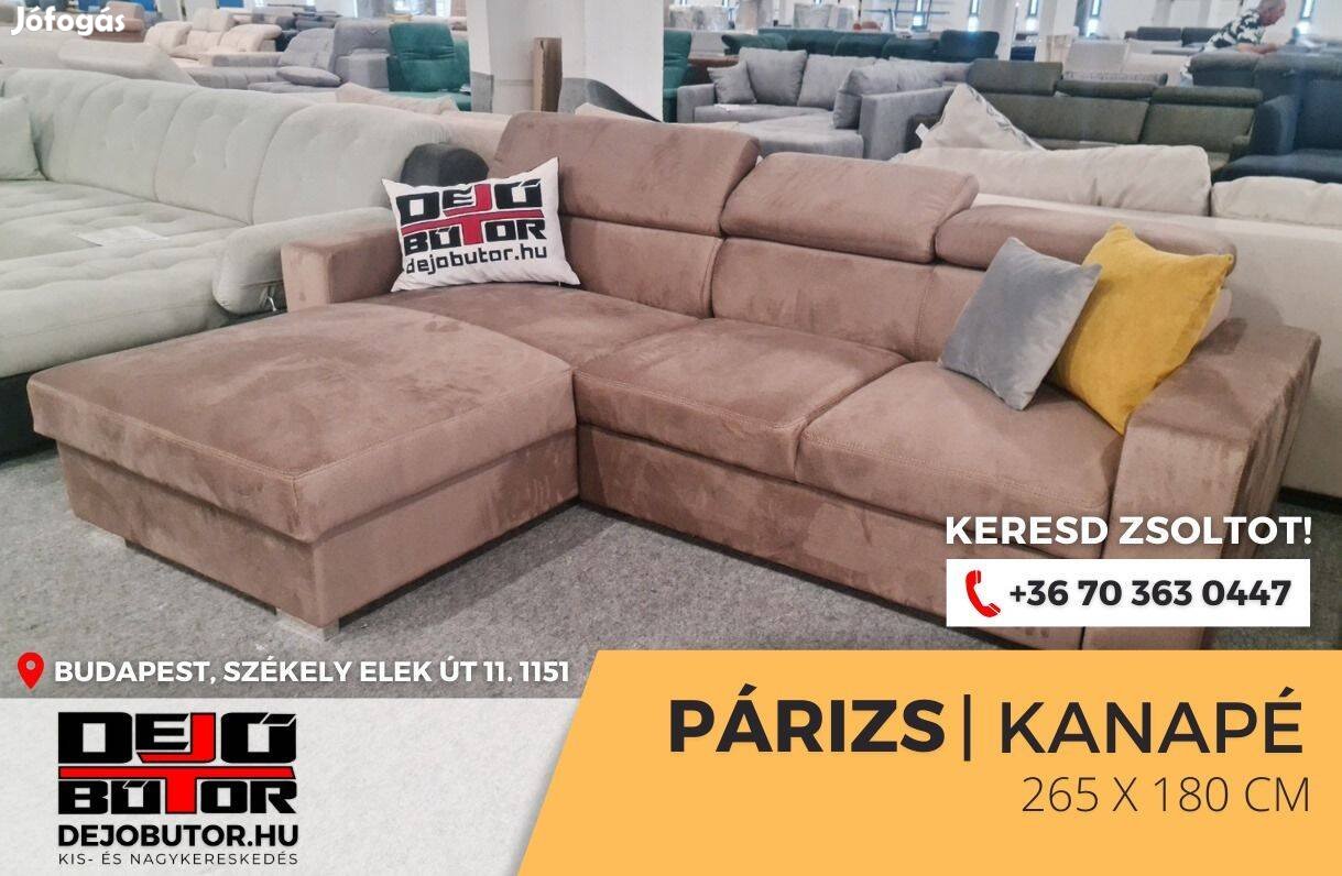 Párizs barna hátfalas sarok kanapé ülőgarnitúra 265x180 cm