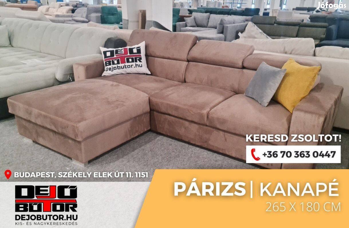 Párizs sarok kanapé rugós ülőgarnitúra 265x180 cm ágyazható brana