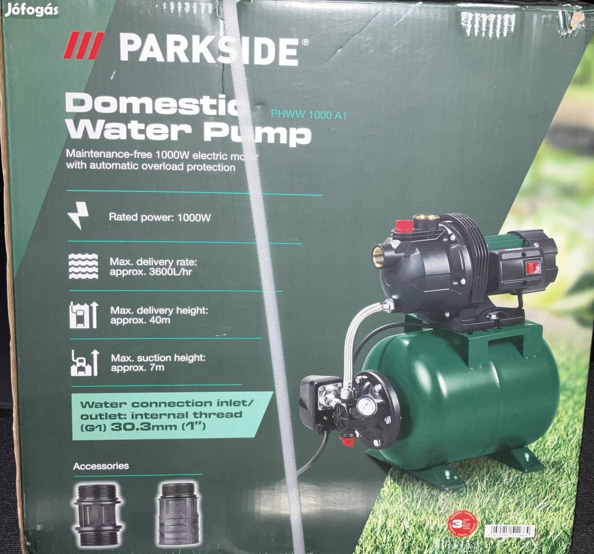 Parkside 1000w tartalyos házi vízmű,új 3 év garancia