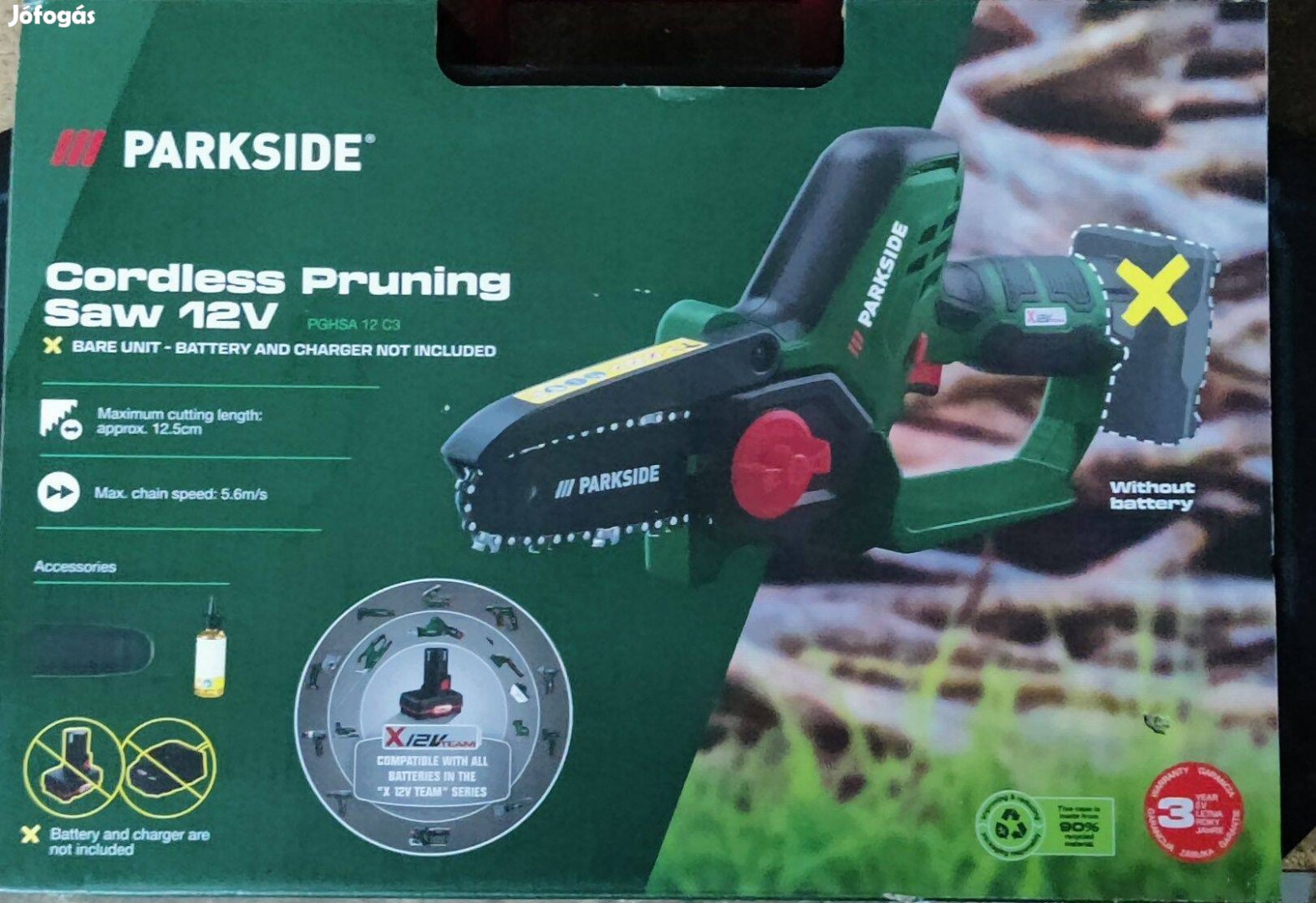 Parkside 12.5 cm 12V akkus kézi fűrész, ágvágó