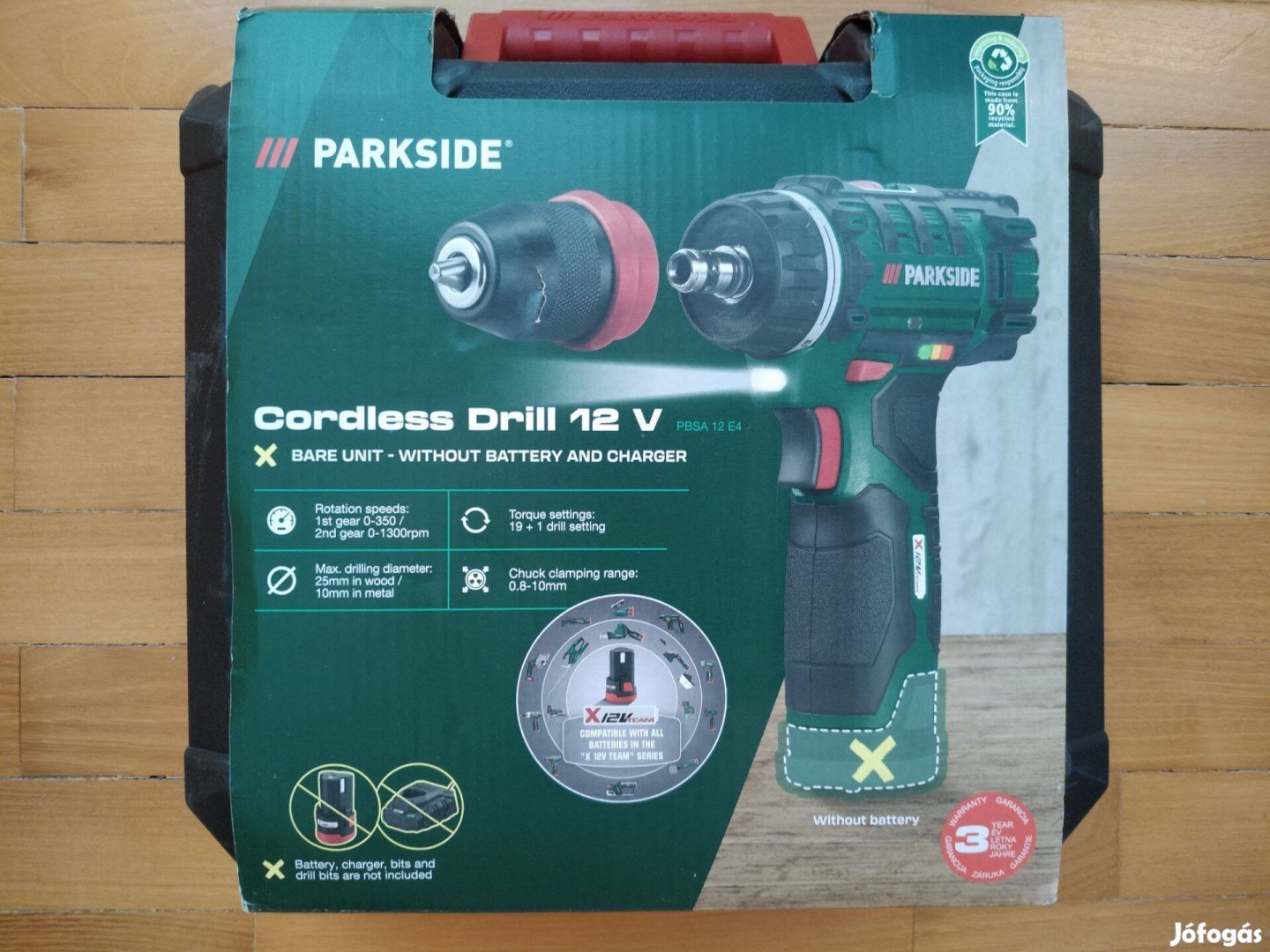 Parkside 12 Volt akkus fúró+csavarozó levehető tokmány új 3év garancia