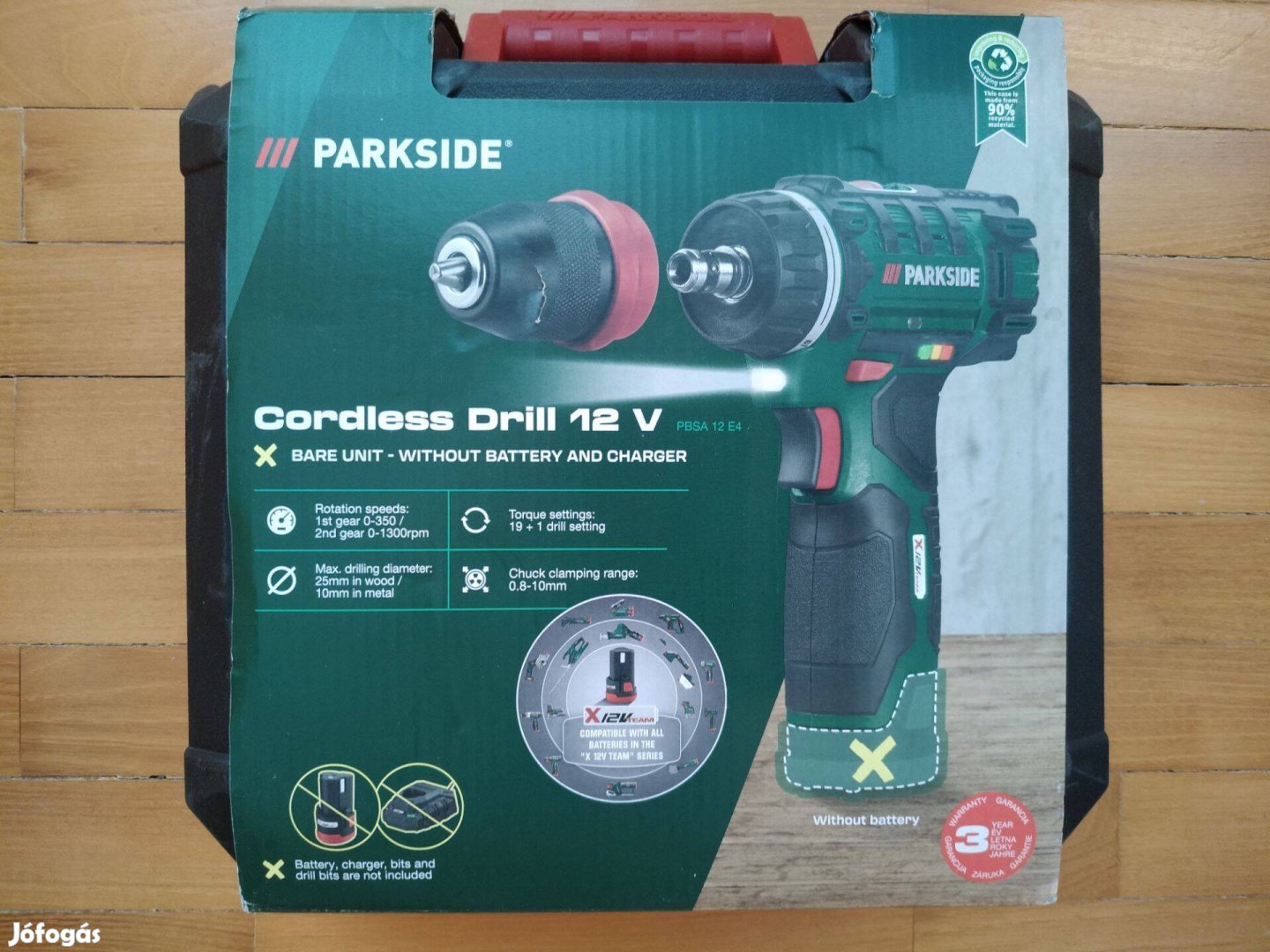 Parkside 12 Volt akkus fúró+csavarozó új levehető tokmány 3év garancia