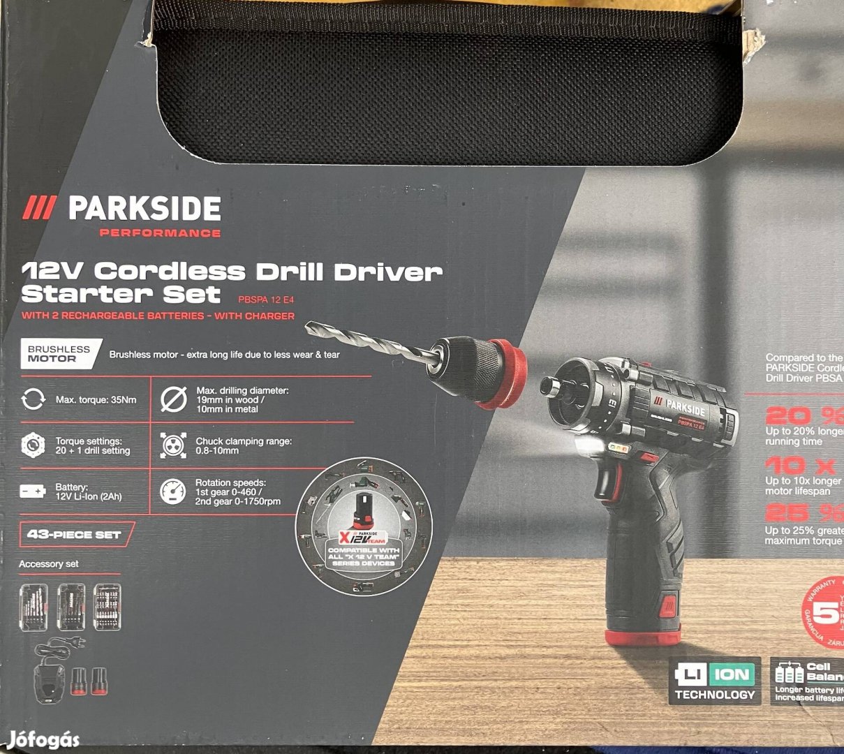Parkside 12v akkus Fúró csavarozó szett új bontatlan, 5 év garancia