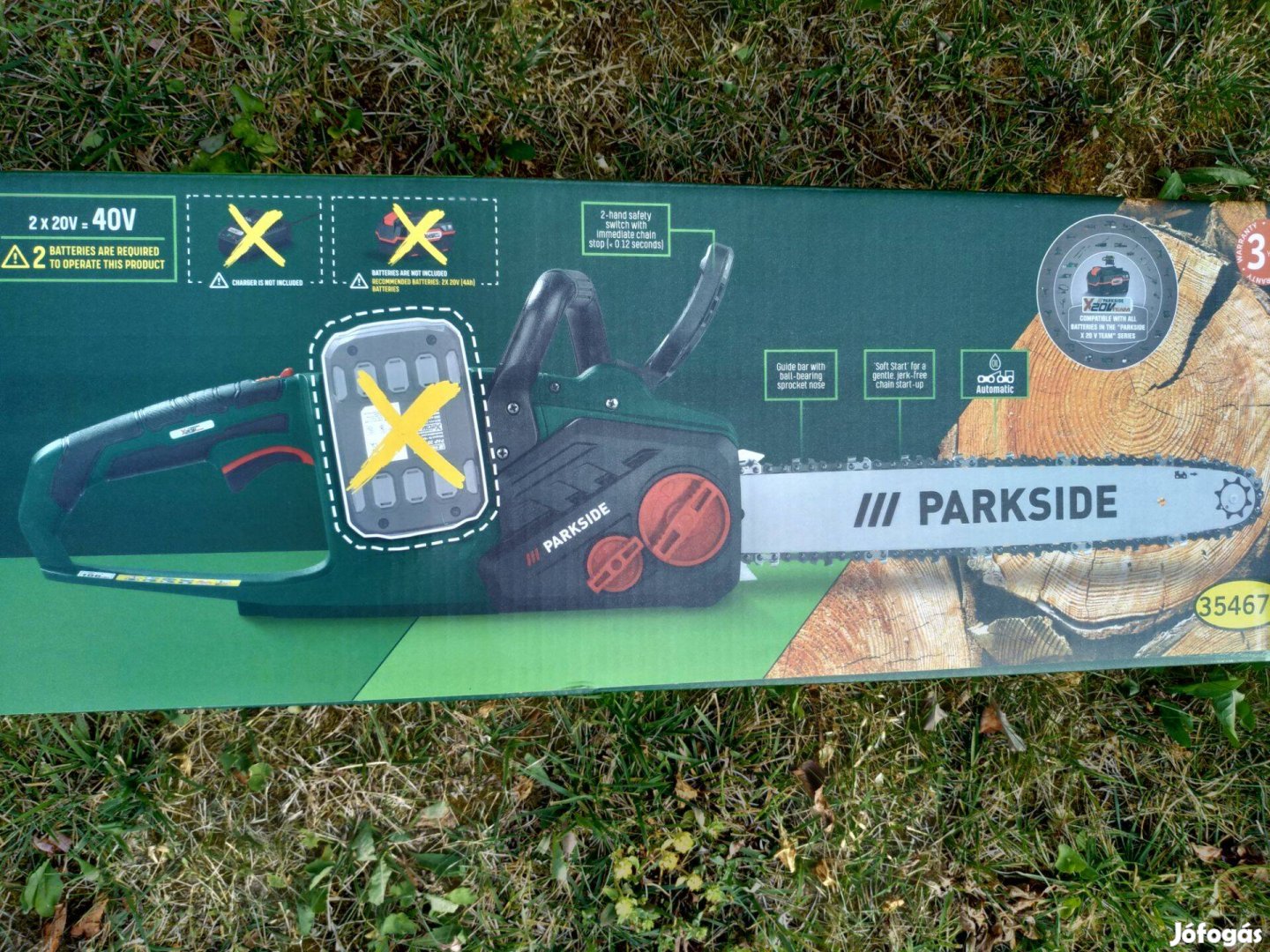Parkside 40 Voltos 2x20 Volt dupla akkus láncfűrész új, 3 év garancia