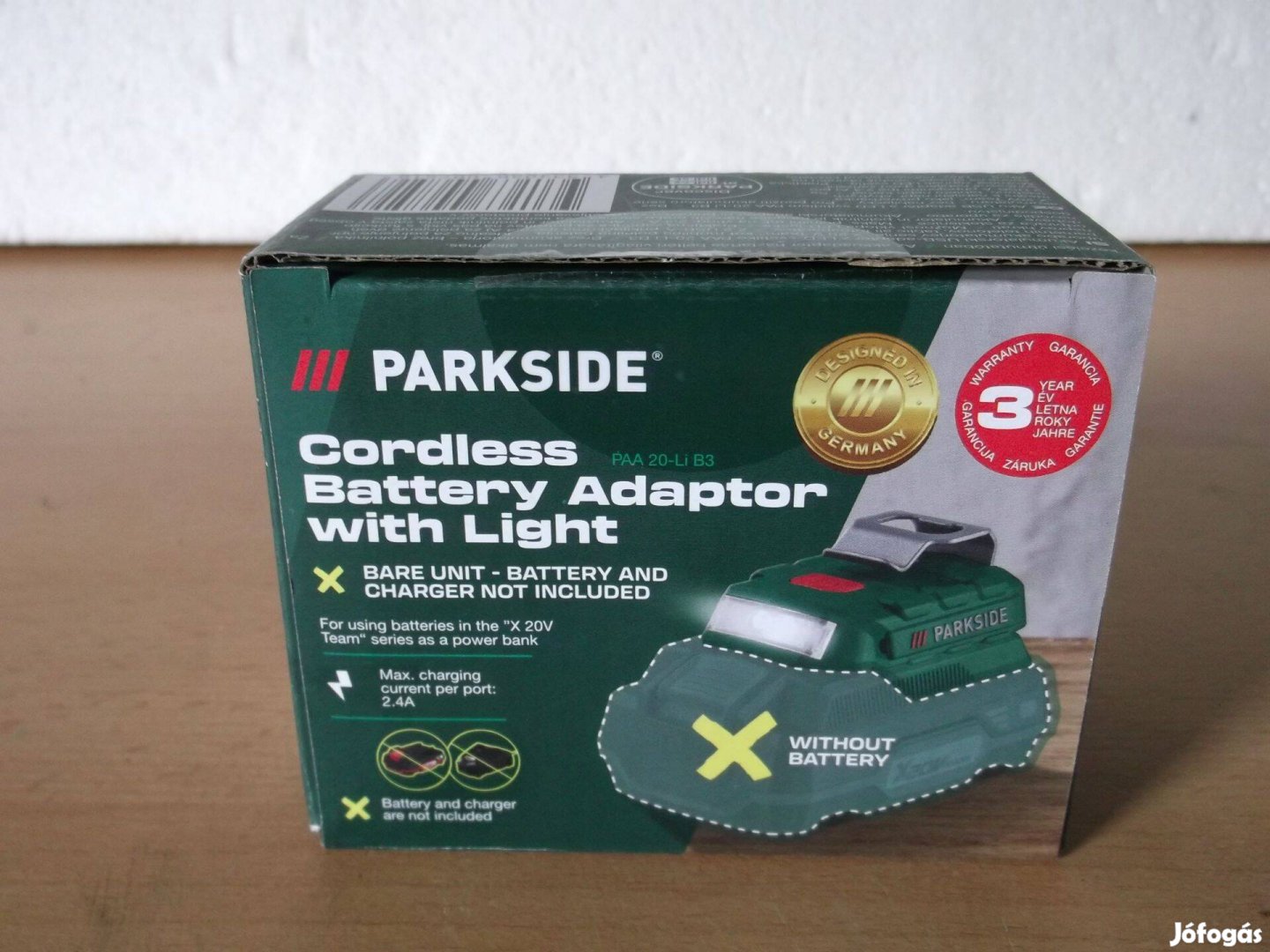 Parkside PAA 20 LI-B3 akkus USB adapter powerbank munkalámpával