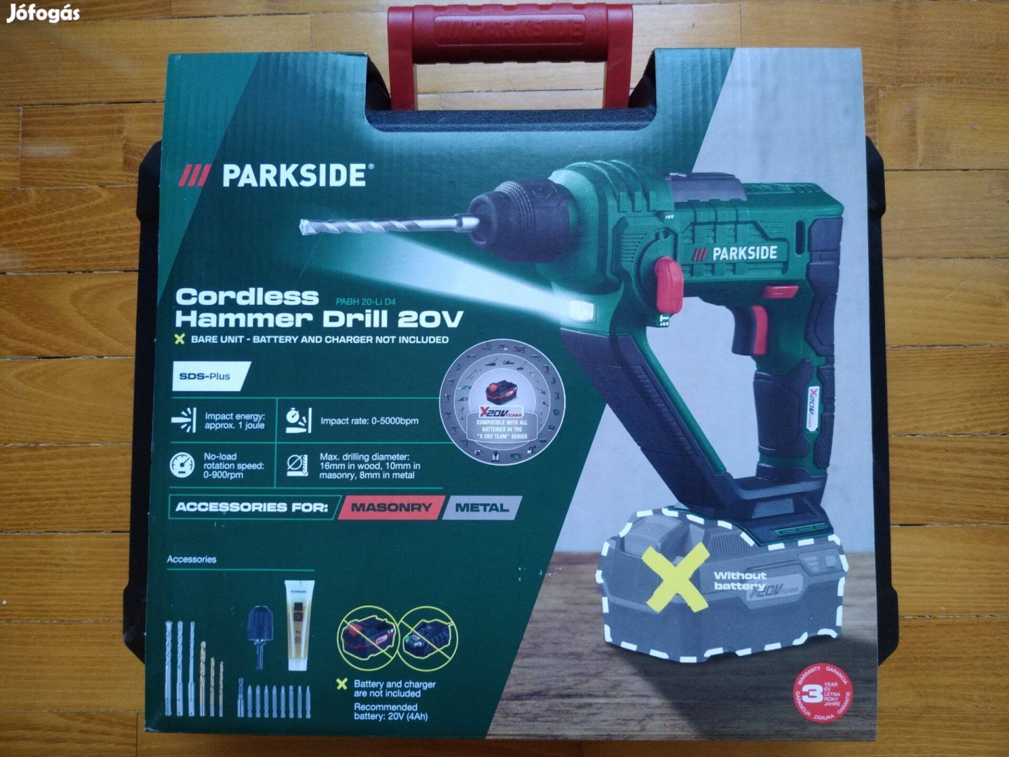 Parkside Pabh20 20 Volt akkus fúrókalapács fúró csavarozó új 3 év gari