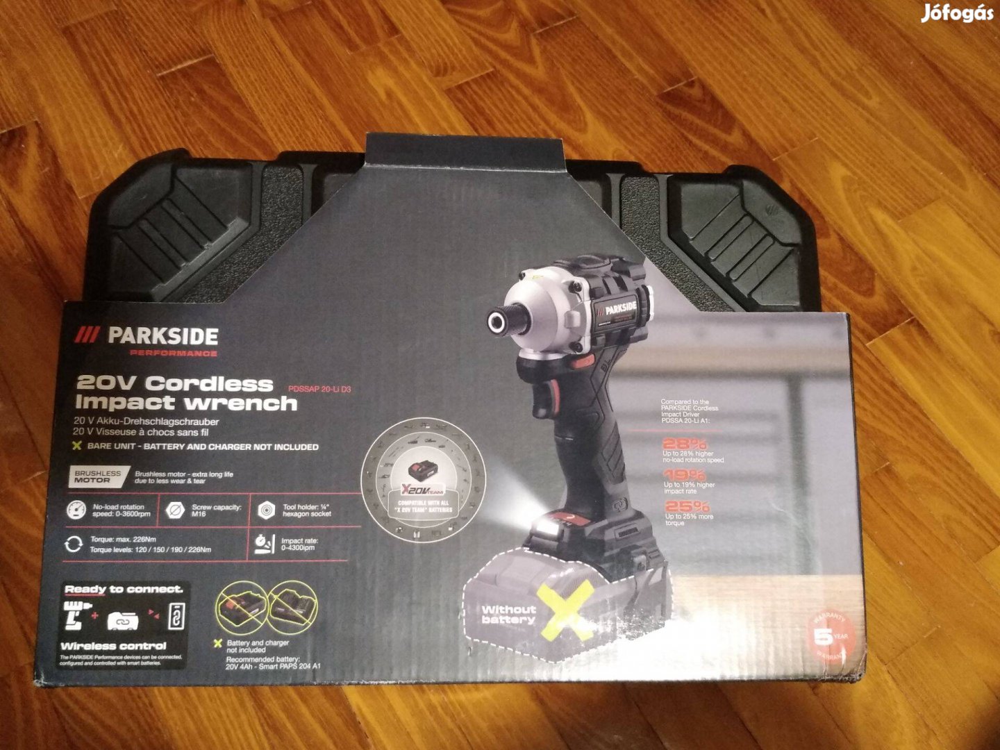 Parkside Pdssap 20 Volt akkus ütvecsavarozó 226 Nm bontatlan 5 év gari