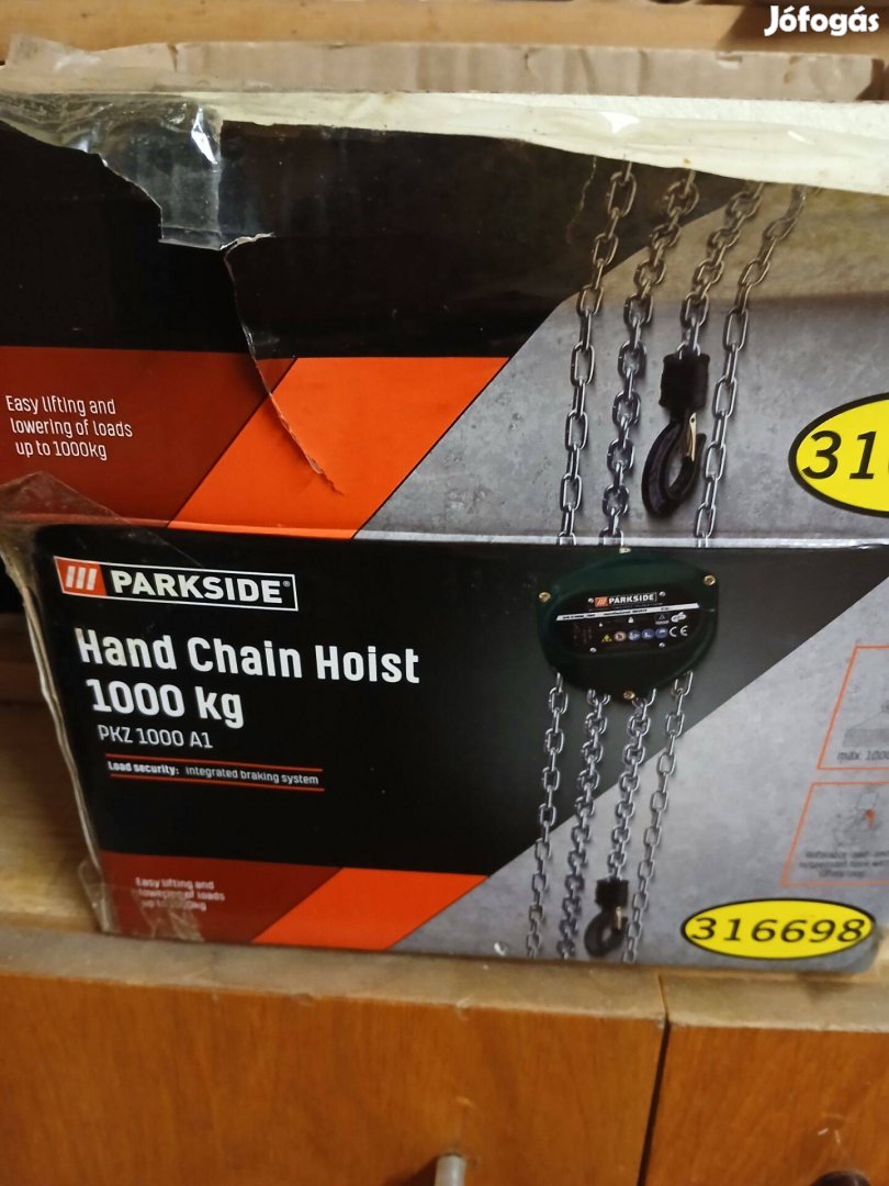 Parkside Pkz 1000 A1 láncos csigasor, emelő 1000 kg. Új
