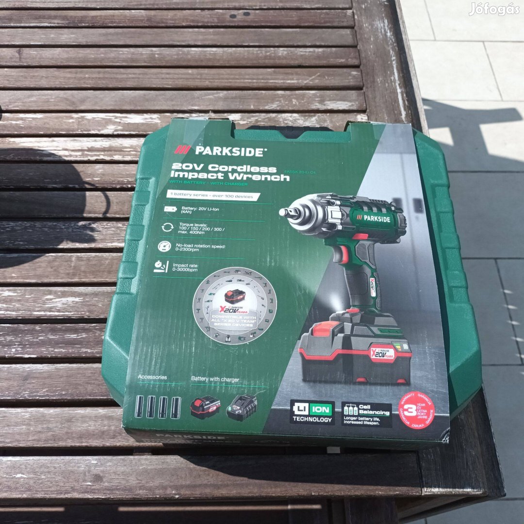 Parkside akkus 400 Nm es kerék kulcs új bontatlan teljes szett +blokk