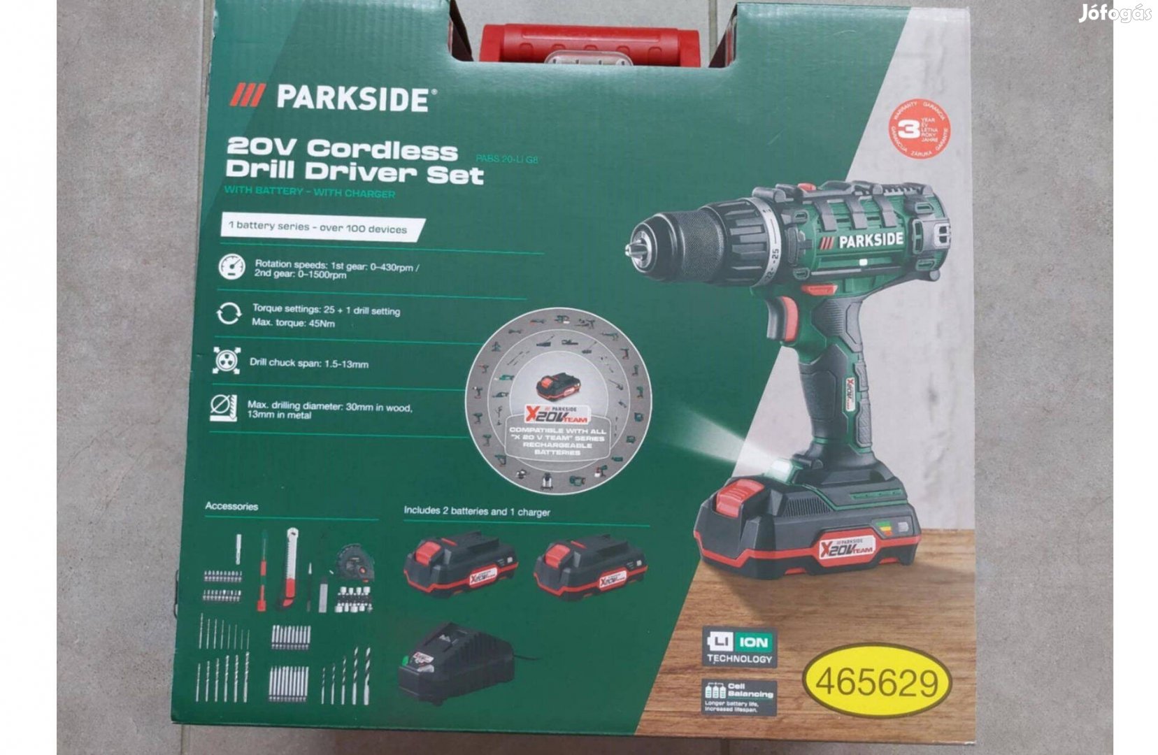 Parkside akkus csvarozó 20V, szett 2 aksival