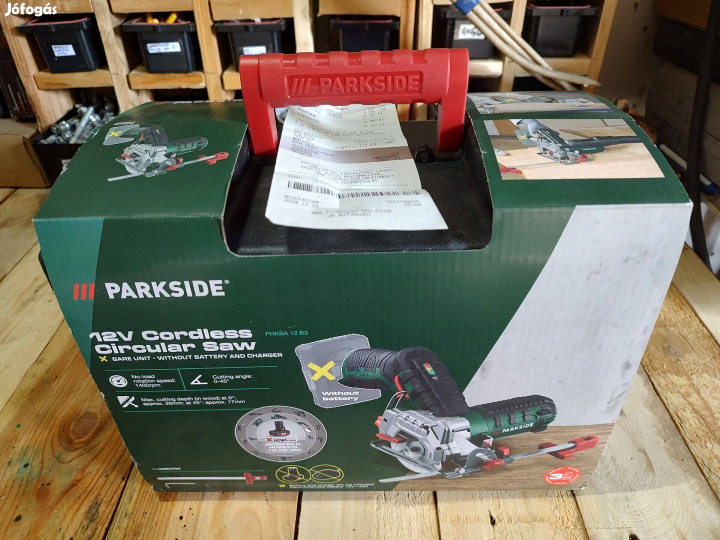 Parkside akkus körfűrész 12v, garanciális, ajándék vágókorongszettel