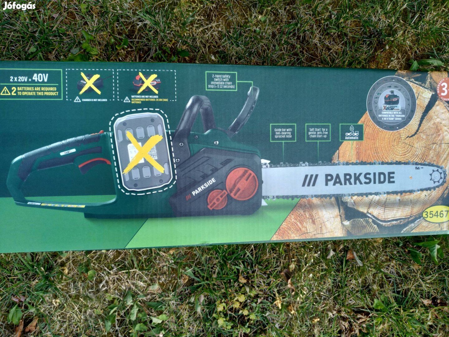 Parkside akkus láncfűrész (2x20 Volt) 2 akku+2 töltő, új, bontatlan