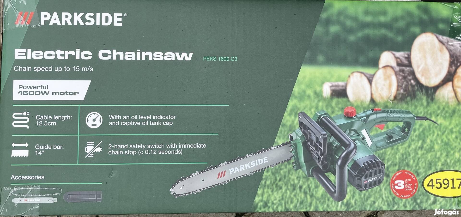 Parkside elektromos 1600w láncfűrész,új,3 év gar.,bontatlan