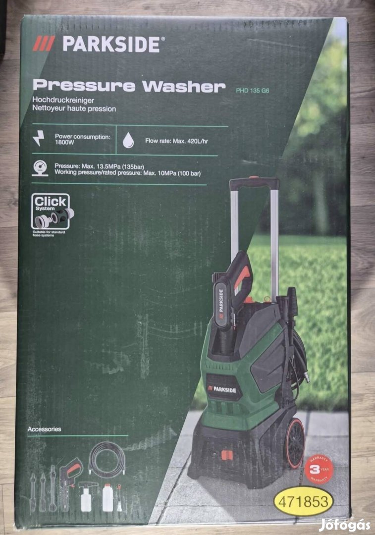 Parkside magasnyomású mosó 1800W PHD 135 G6