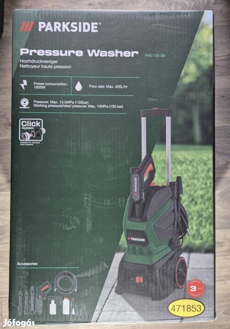 Parkside magasnyomású mosó 1800W PHD 135 G6