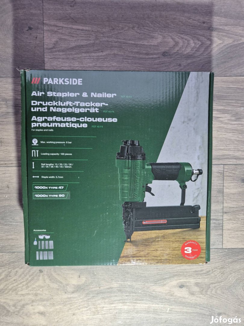Parkside sűrített levegős tűzőgép, szögbelövő PDT 40 F4