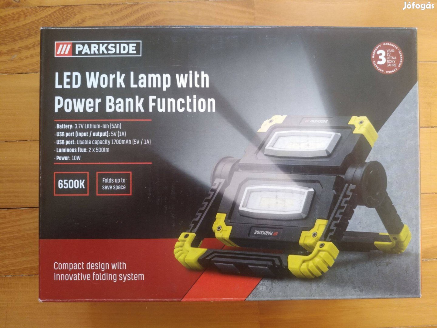 Parkside tölthető akkus LED munkalámpa 2x5 W, powerbank funkcióval, új