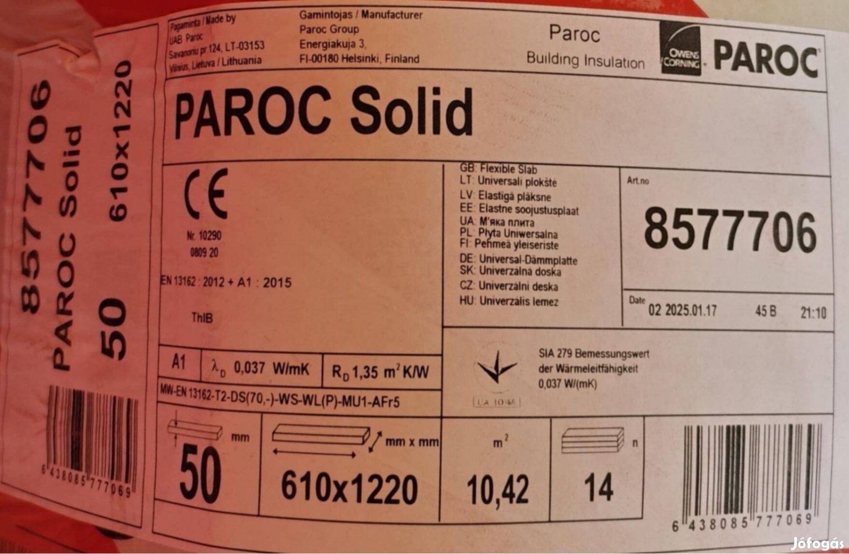 Paroc Solid 5cm kőzetgyapot