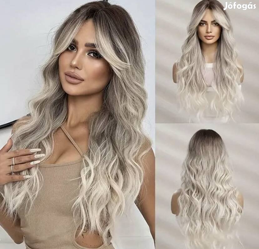 Paróka/póthaj teljesen új 61cm hőálló, fufruval ombre blonde