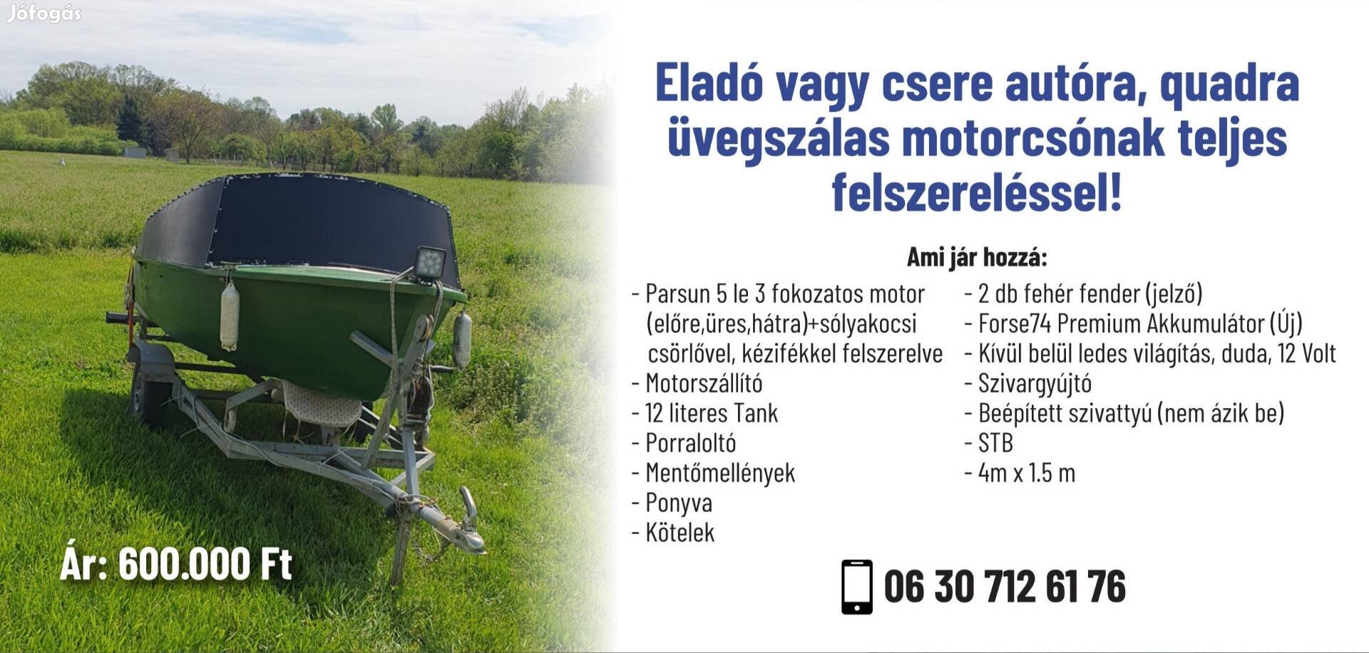 Parsun F5 5Le motor+csónak teljesfelszereléssel Motorcsónak