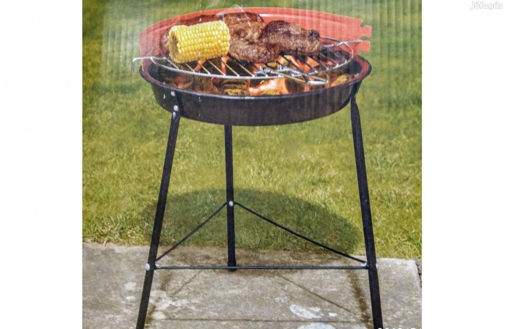Party Grill 25 CM Dobozában Szélvédővel, Grillráccsal