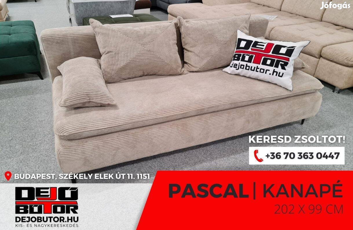 Pascal selyem kanapé bútor ülőgarnitúra rugós 202x99 cm ágyazható