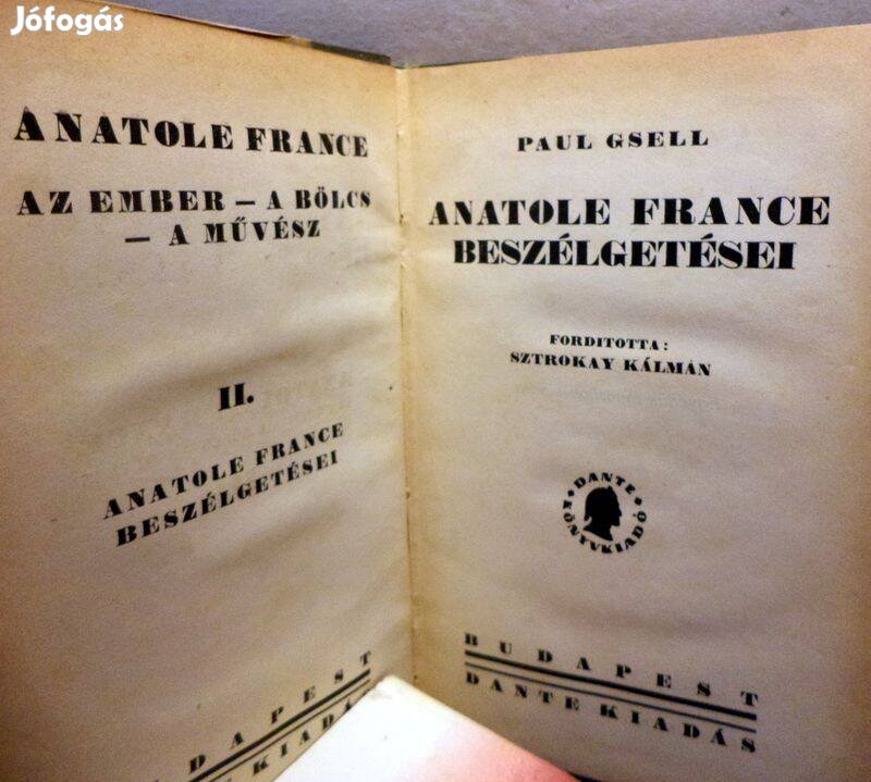 Paul Gsell: Anatole France beszélgetései II. kötet