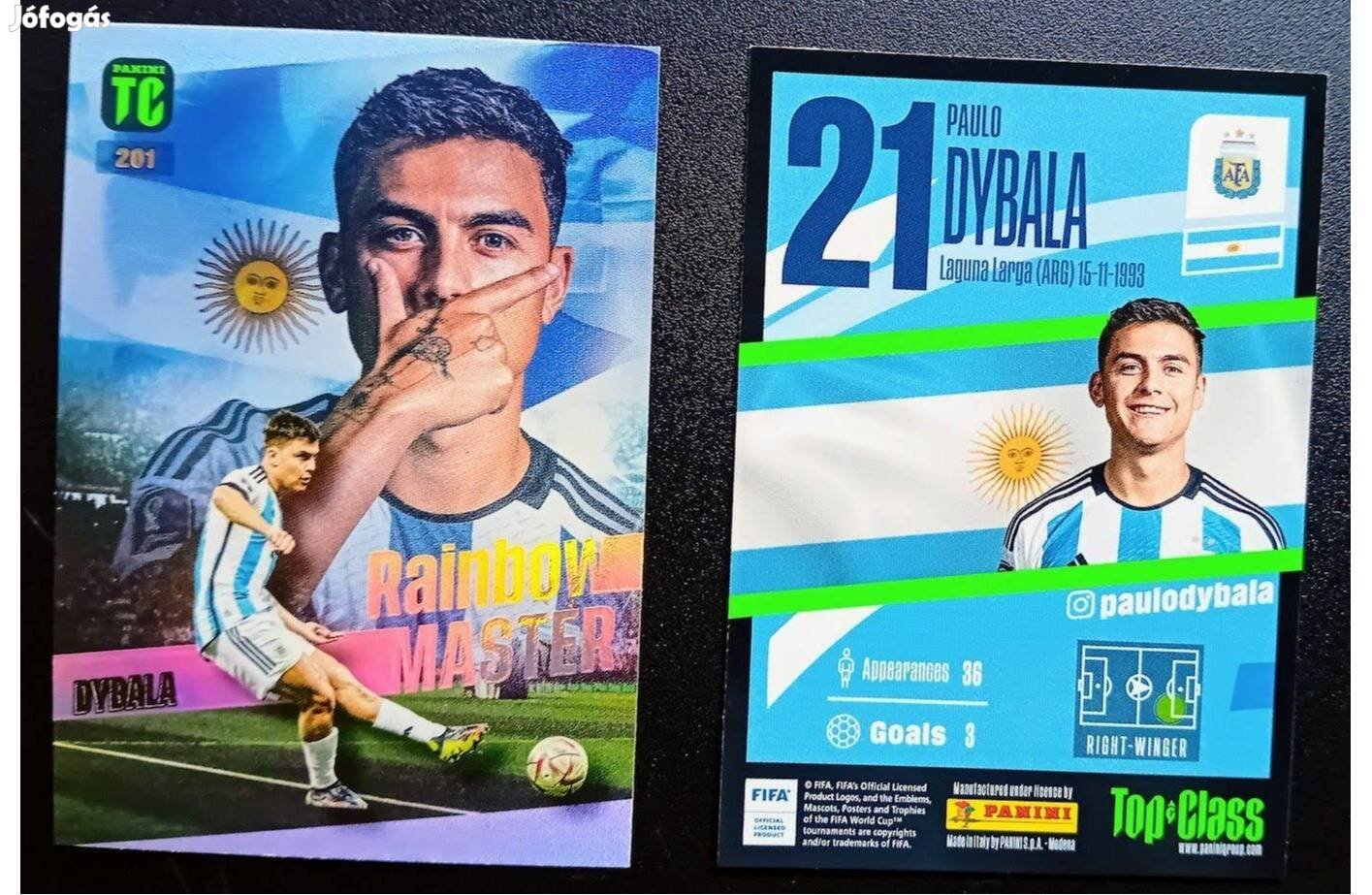 Paulo Dybala Argentína Rainbow Master focis kártya Top Class 2023