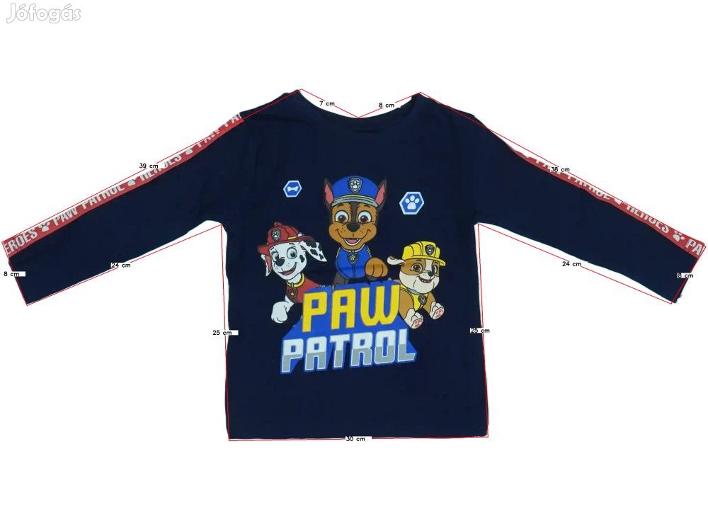 Paw Patrol Új (címkés) Fiú Hosszú ujjú felső (Méret: 122)