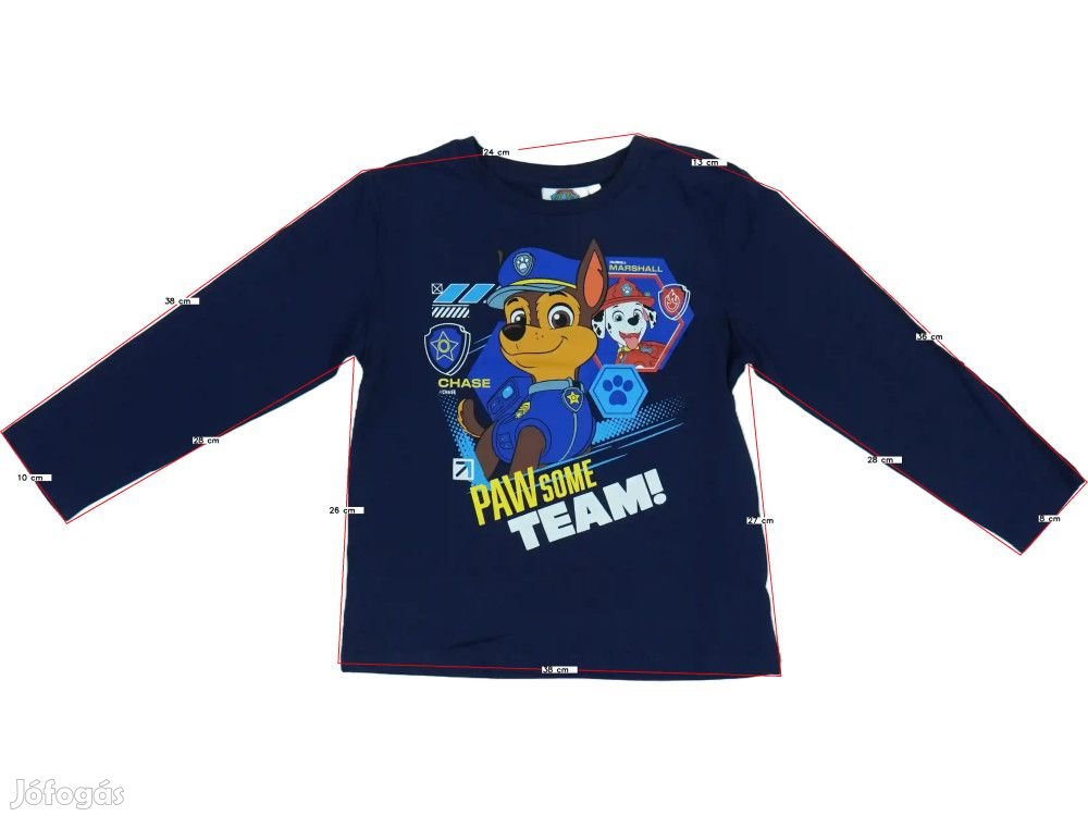Paw Patrol Új (címkés) Fiú Hosszú ujjú felső (Méret: 122)