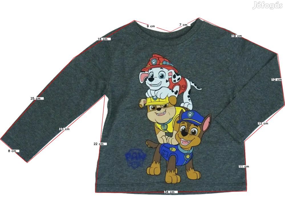 Paw Patrol Új (címkés) Fiú Hosszú ujjú felső (Méret: 98)