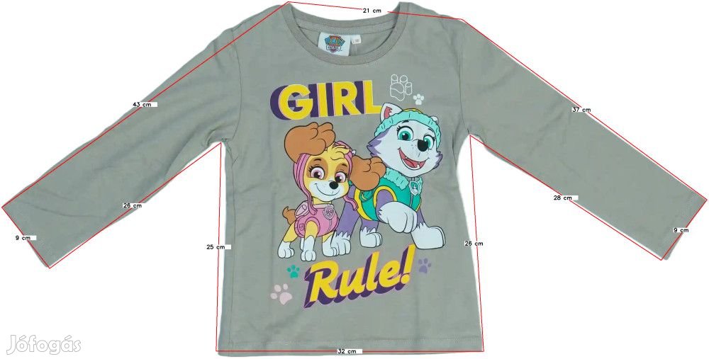 Paw Patrol Új (címkés) Lány Hosszú ujjú felső (Méret: 110)