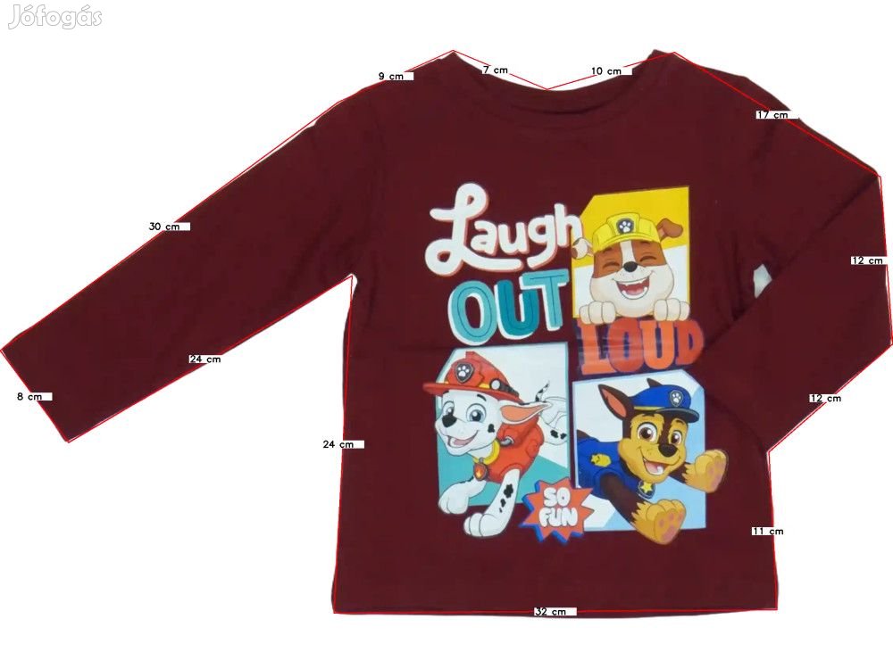 Paw Patrol Új (címkés) Lány Hosszú ujjú felső (Méret: 92)