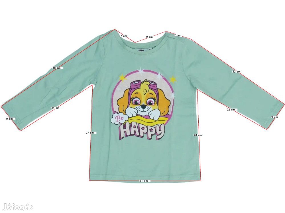 Paw Patrol Új (címkés) Lány Hosszú ujjú felső (Méret: 98)