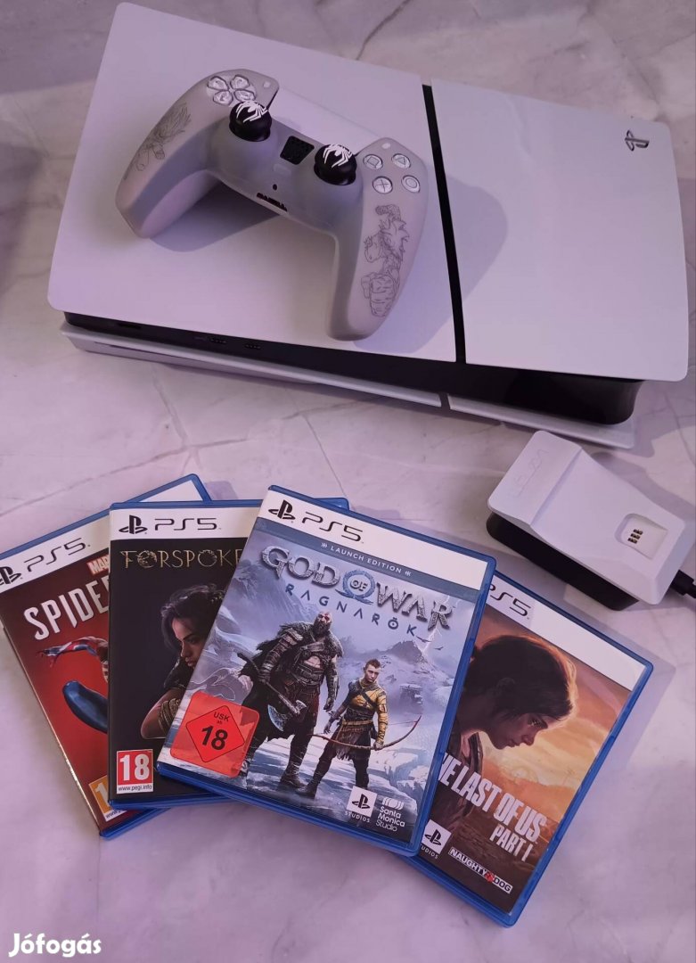 Pcmr - Playstation 5 Slim + töltő + 4 játék 