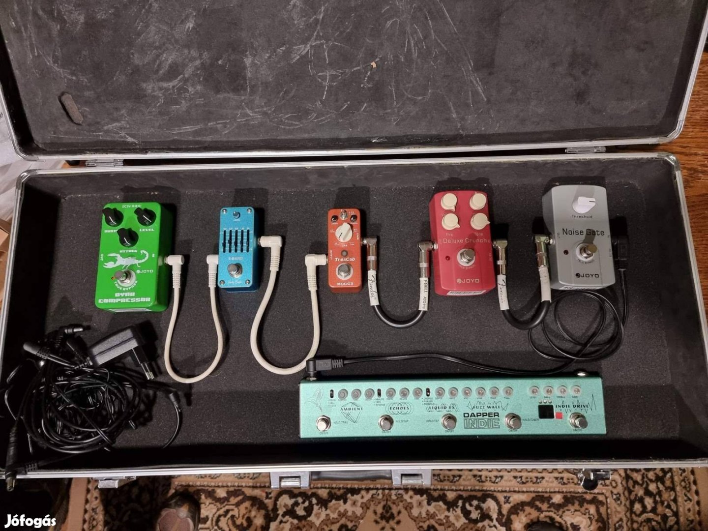 Pedalboard gitár effekt pedál kompletten mindennel