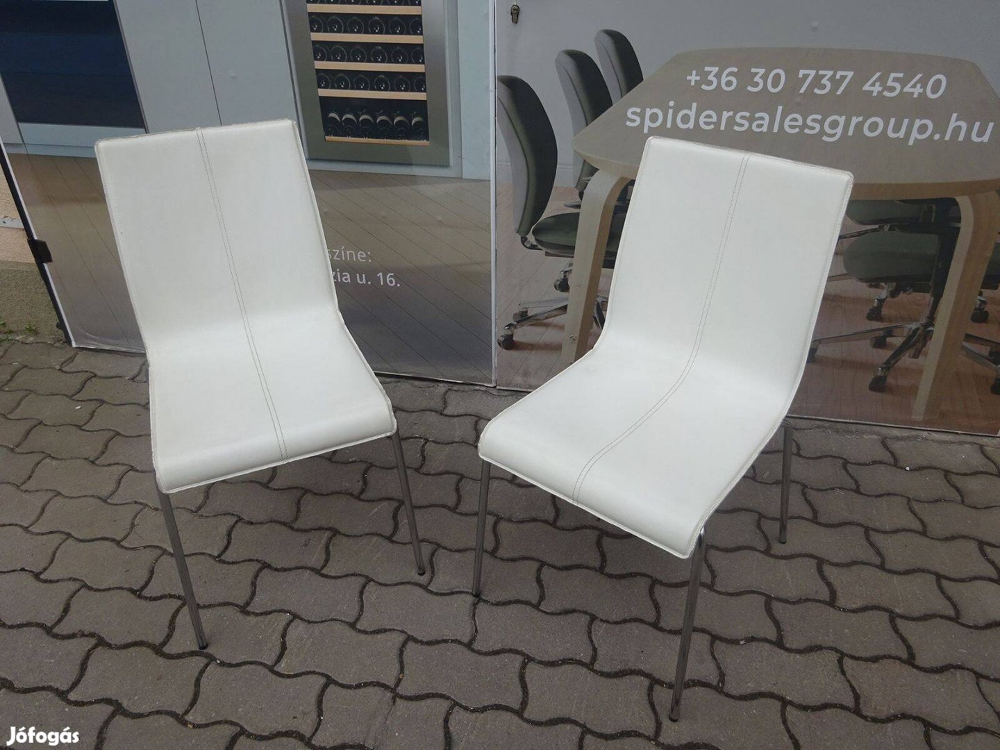 Pedrali Kuadra bőrszék, karfa nélküli szék, fehér színű - használt