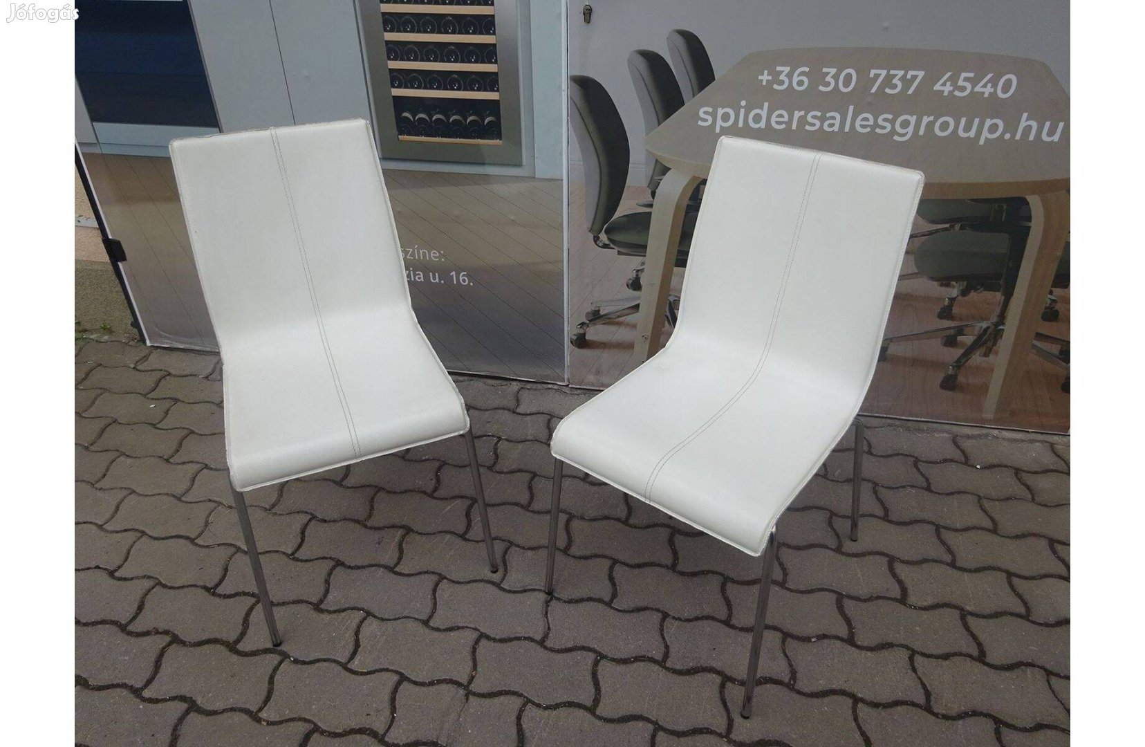 Pedrali Kuadra szék, bőrszék - fehér színű, használt irodabútor
