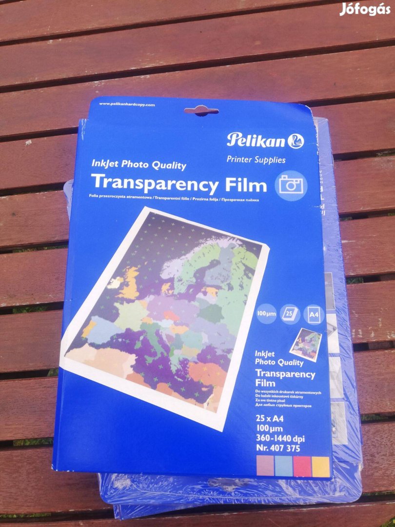 Pelikán transparency film, fotó papír 25 darabos 800forintért eladó