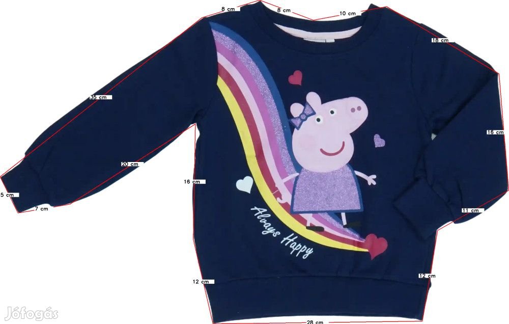 Peppa Pig Új (címkés) Lány Pulóver (Méret: 116)