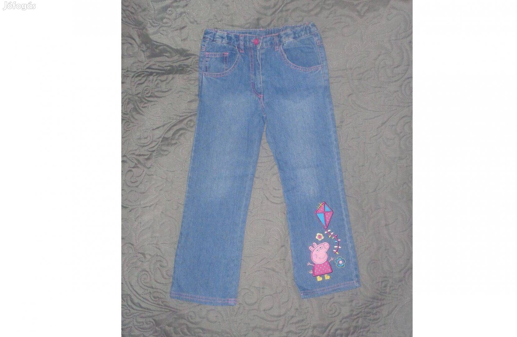 Peppa mintás kislány farmernadrág, nadrág ( 6 - 7 éves méret )
