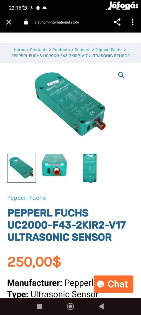 Pepperl Fuchs UC2000-F43-2KIR2-V17 Ultrasonic Sensor
