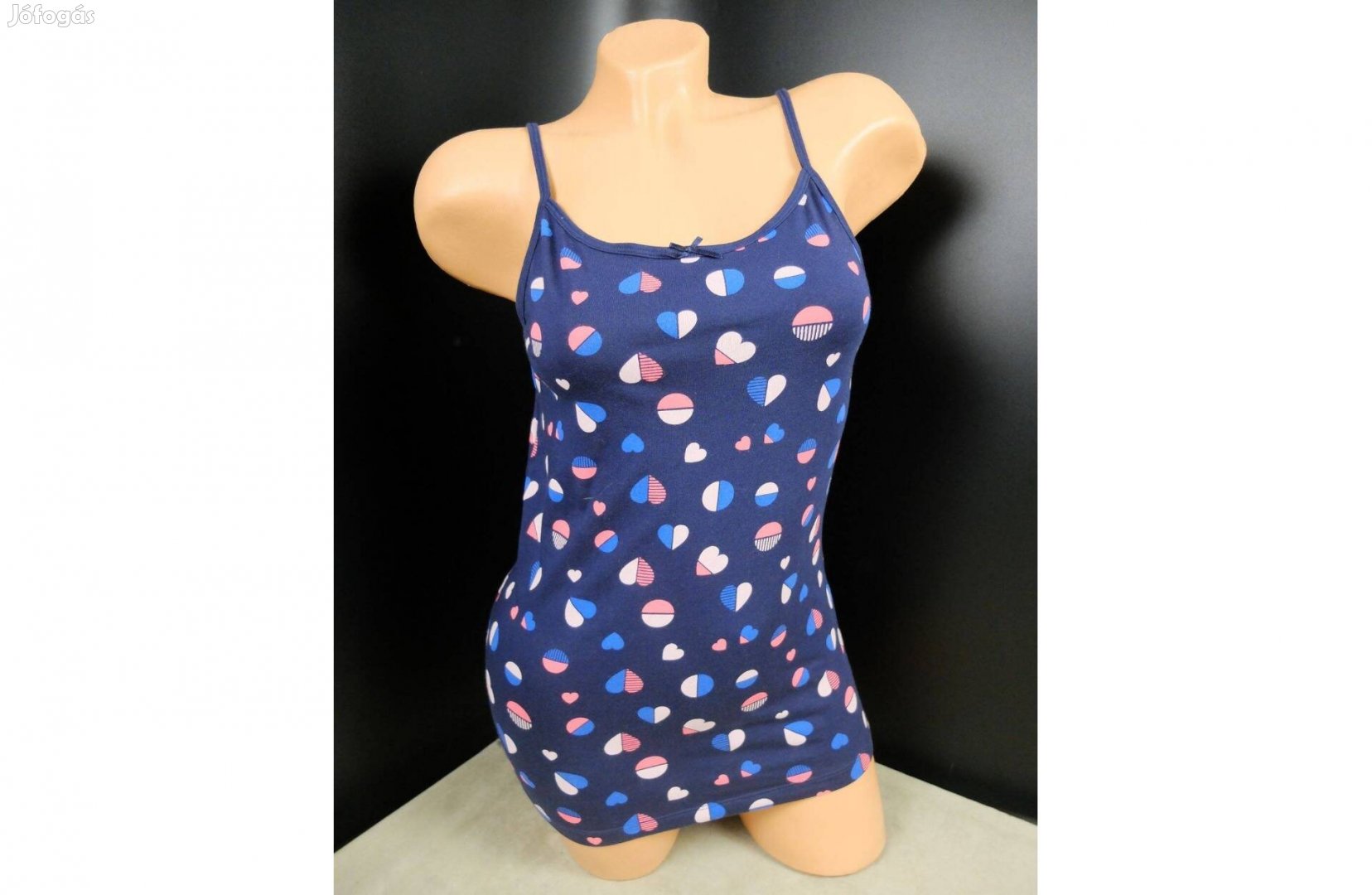 Pepperts szíves sötétkék spagetti pántos gyerek póló felső